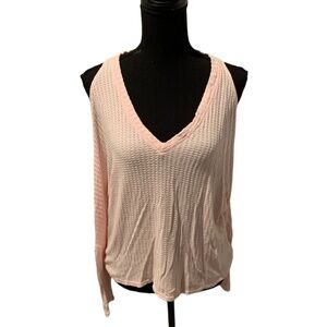 Chaser Thermal Cold Shoulder V-neck Hi-Low Dolman Sleeves Pink XS